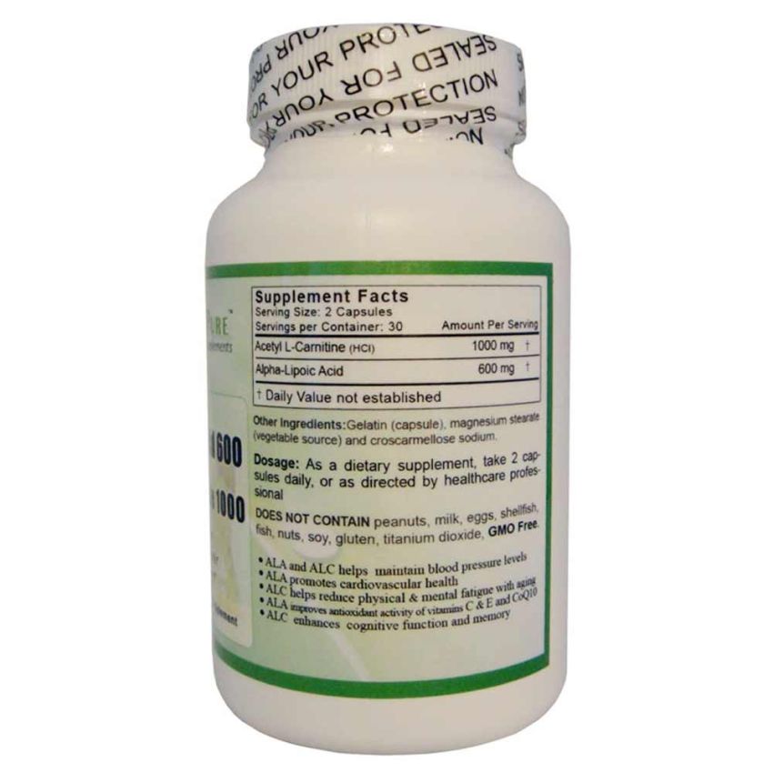 Mega Alpha Lipoic Acid & Acetyl L-Carnitine HCI 1600 mg Per Serving 