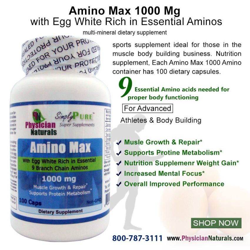 Amino Max 1000 Mg  with Egg White Rich in Essential 9 branch Chain Aminos