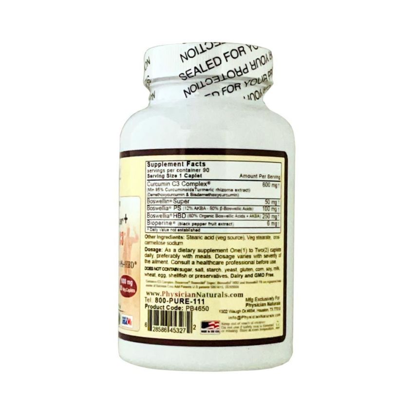 Premium Boswellin Super PS and Curcumin C3 with Bioperine 1000 mg 90 tabs Ultra Formulation supports Arthritis Joints Intestinal and Immune Health