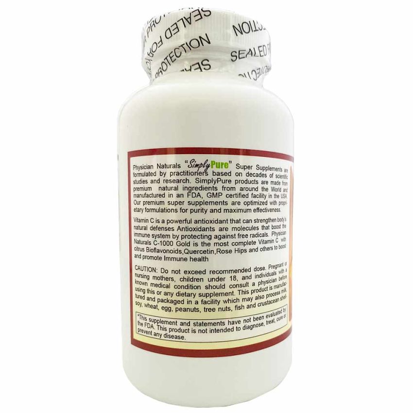 Mega C-1000 Gold 1000mg with Bioflavonoids Quercetin Rose Hips Hesperidin