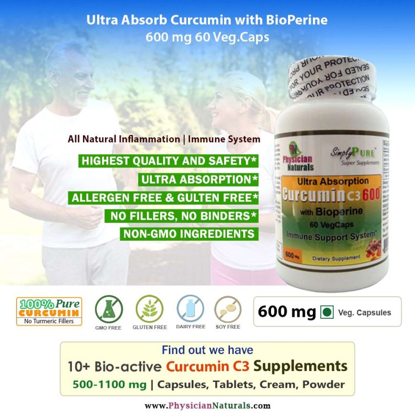 Ultra Absorb Curcumin C3 with Bioperine 600 mg Veg.caps Turmeric Extract Curcumin