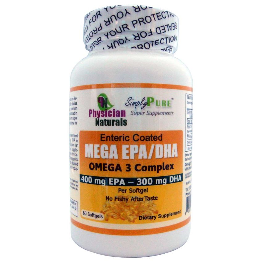 Mega EPA DHA Omega 3 Complex Enteric Coated 1000 mg  Softgel 3X Absorption