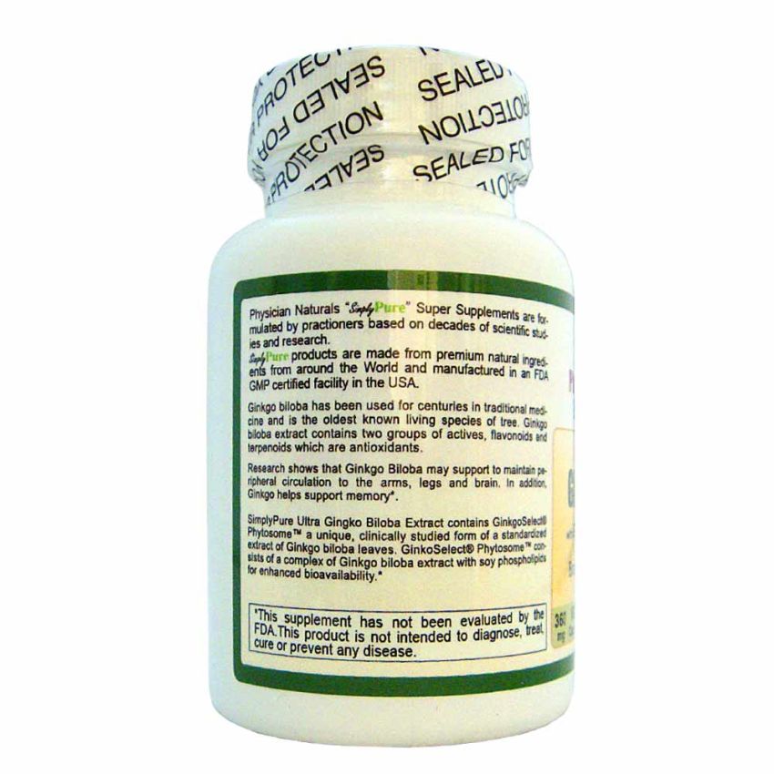 Ultra Strength Ginkgo Biloba 360 mg 100 Caps with Gingko Select Phytosome Brain Memory Health