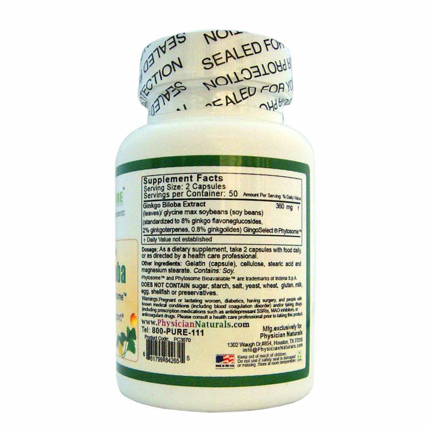 Ultra Strength Ginkgo Biloba 360 mg 100 Caps with Gingko Select Phytosome Brain Memory Health