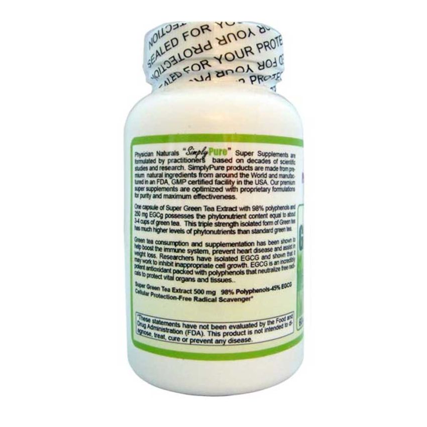 Super GREEN TEA Extract 500 mg  — Pure Green Tea Extract 98% Polyphenols 75% Catechins 250% Egcg