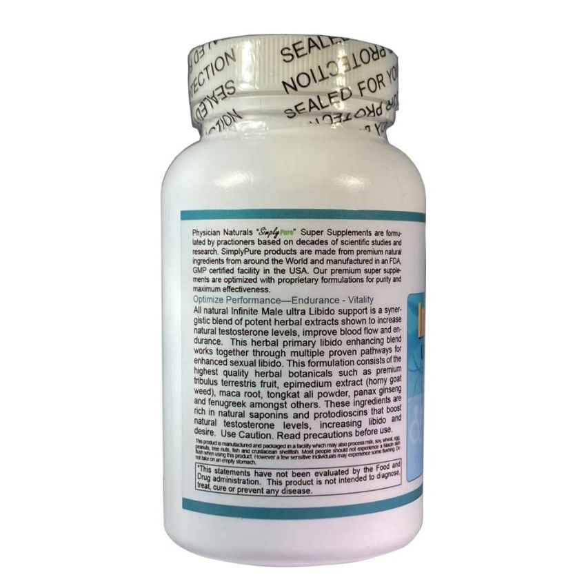 Infinite Male Ultra Libido Support 60 Capsules is a Synergistic Combination of Potent Herbal Extracts and All Natural Compounds that may optimize performance