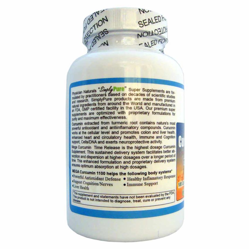 Mega Curcumin C3 1100 mg Sustained Time Release Max Dosage Each caplet equals 33,000 mg Turmeric Powder Promotes Immune and Joint Health