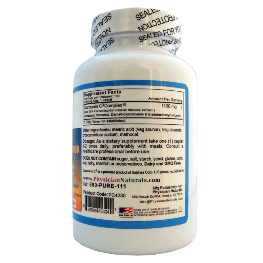 Mega Curcumin C3 1100 mg Sustained Time Release Max Dosage Each caplet equals 33,000 mg Turmeric Powder Promotes Immune and Joint Health