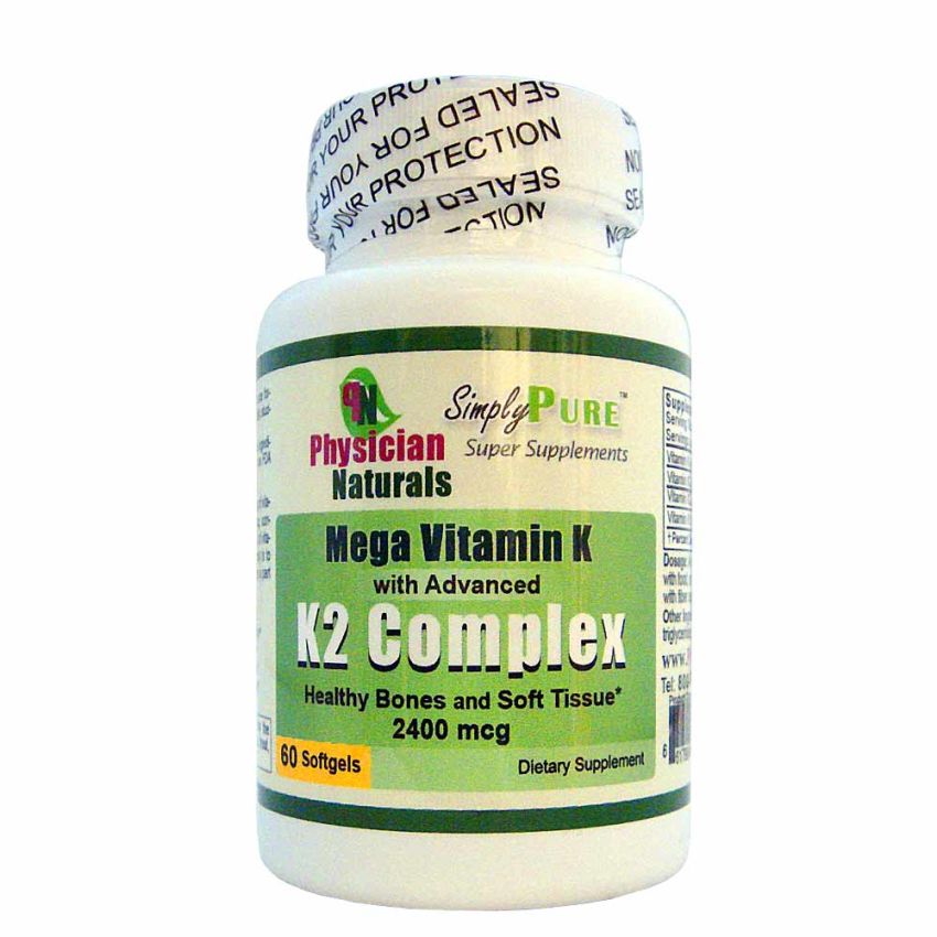Highest Potency Vitamin K with Advanced K2 Complex 2400mcg Softgels All Natural K includes Phylloquinone (Vitamin K1) and Menaquinones (Vitamin K2) as phylloquinone (Vitamin K1) and Menaquinones (Vitamin K2) 