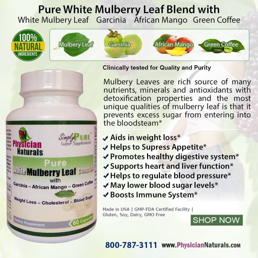 Pure White Mulberry Leaf Complex with Garcinia Green Coffee Bean African Mango
