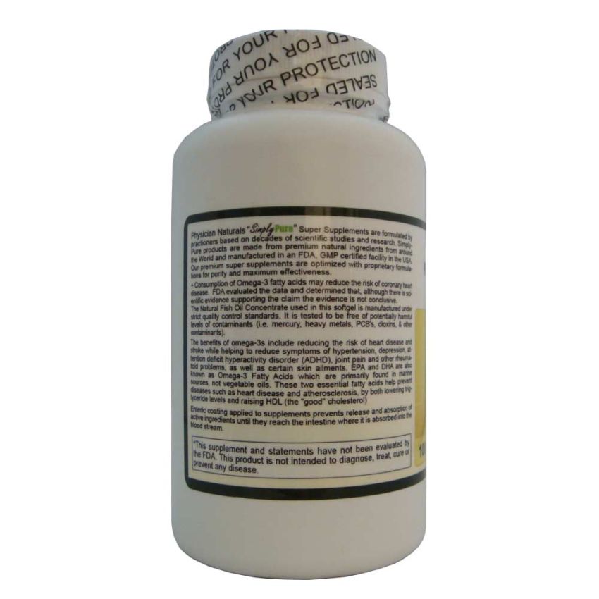 Omega 3 1000 mg Enteric Coated Ultra Absorption 100 Softgels