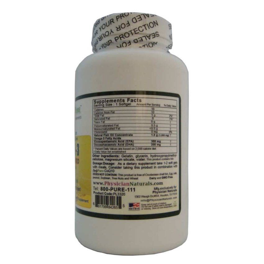 Omega 3 1000 mg Enteric Coated Ultra Absorption 100 Softgels