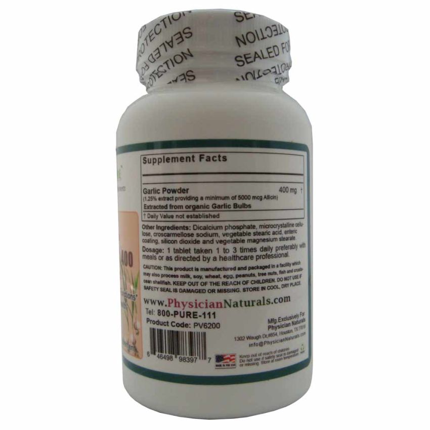 Organic GARLIC 400 Enteric Coated Ultra Absorption All-Natural Garlic Vitabiotics Contains 7200ug Standardized Allicin