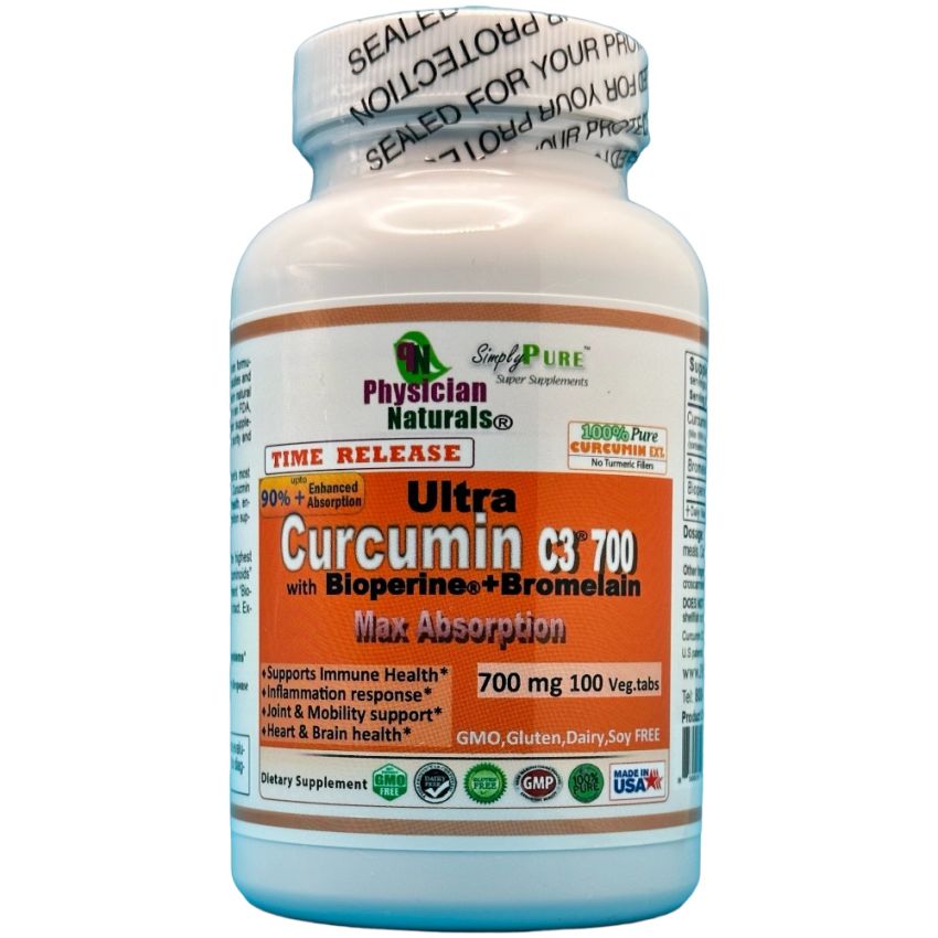 Ultra Curcumin C3 Max Absorption 700mg Time Release with Bioperine and Bromelain 100 tabs