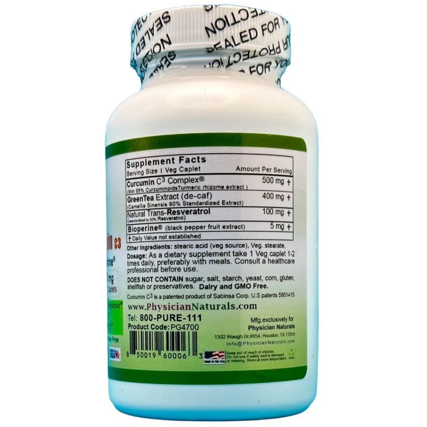 Green Tea and Curcumin C3 w Resveratrol Bioperine 1000mg Advanced Synergy supports Immune Gut and Digestive Health and  healthy aging