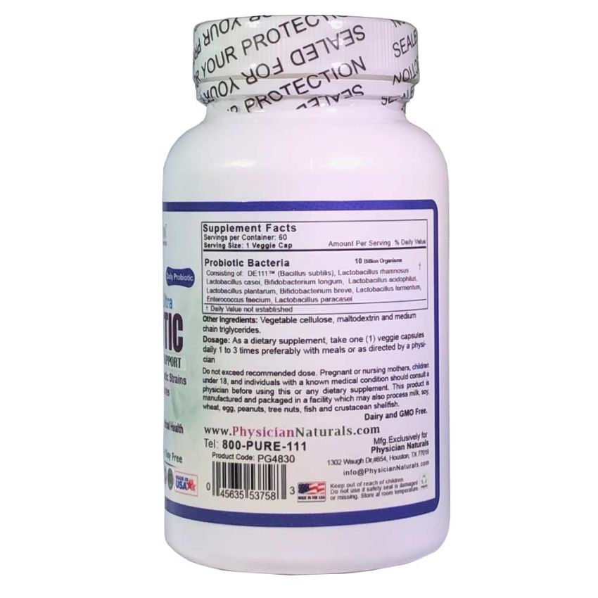 Physicians Ultra PROBIOTIC  Vegetarian Capsules 10 Billion Live Cultures 10 Strains of Good Bacteria Digestive and Gastrointestinal Support