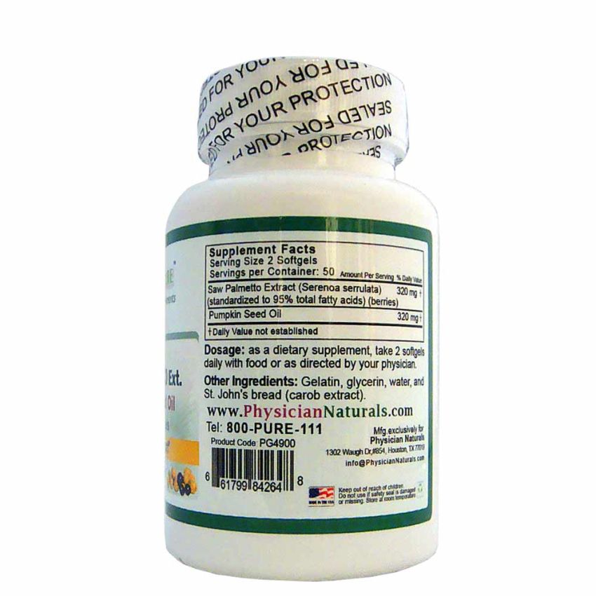Super Saw Palmetto Extract With Pumpkin Seed Oil 320 Mg 100 Soft-gels Antioxidant Properties Support Prostate Hair UTI