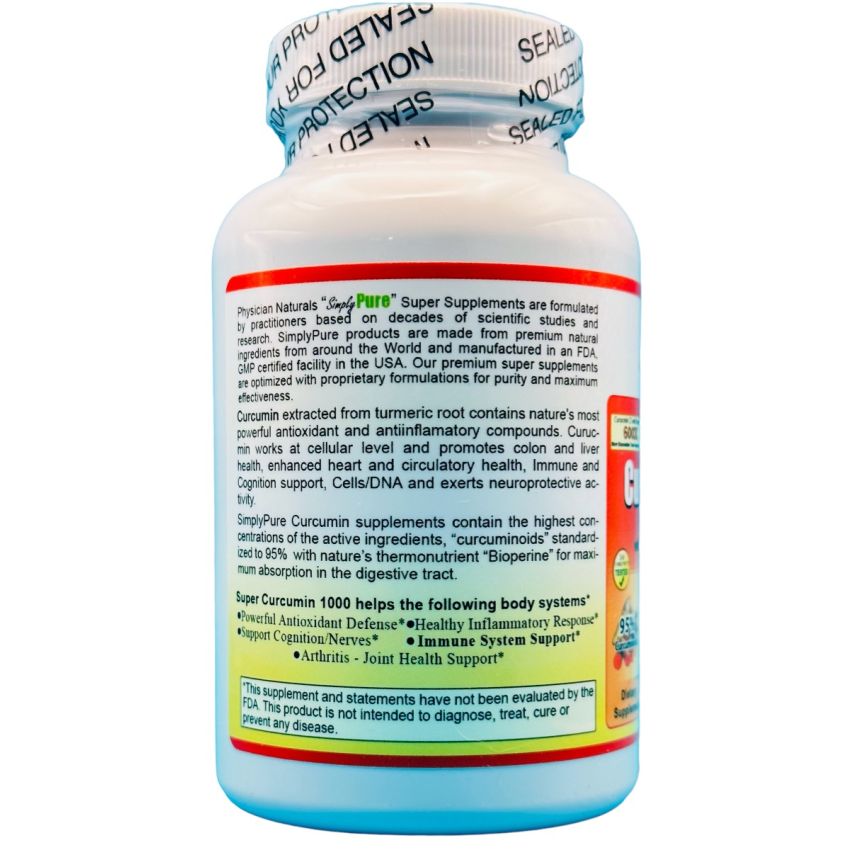 High Absorption Super Curcumin C3 1000mg with Bioperine 600x more Potent than Turmeric Powder Promotes Immune Inflammation Cognitive Health