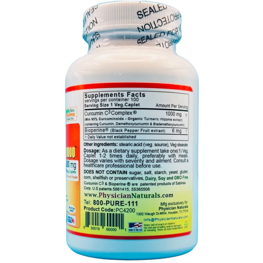 High Absorption Super Curcumin C3 1000mg with Bioperine 600x more Potent than Turmeric Powder Promotes Immune Inflammation Cognitive Health
