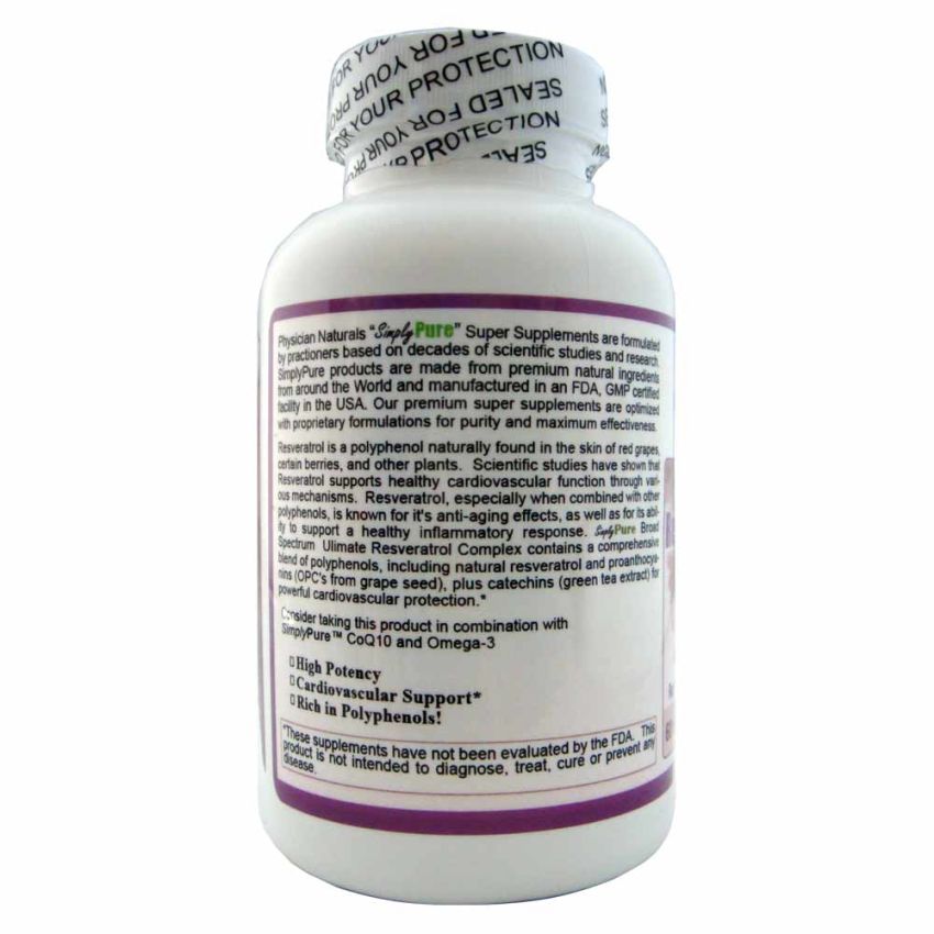Ultimate Resveratrol Complex with Vitamin C, Green Tea & Grape Seed Extract Vegetarian Formula Antioxidant - Longevity Powerful Synergistic Formulation 