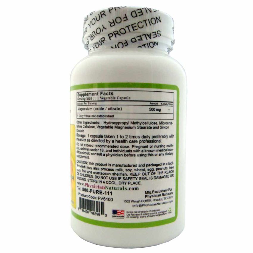 Ultra Strength Magnesium 500 mg Veg Magnesium Oxide & Citrate Capsules