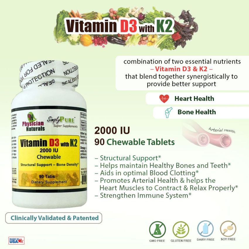 Super Vitamin D3 with K2 2000 IU
