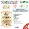 Super CoQ10 with Piperine 5X High Absorption 200 mg Veg Capsules 98% Coenzyme Q10 Sustained Cellular Energy